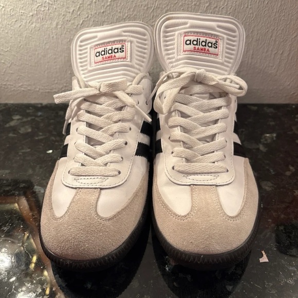 Adidas Samba White Black Stripes Gray Suede Sneakers Mens 7.5 - Picture 2 of 8